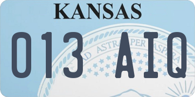 KS license plate 013AIQ