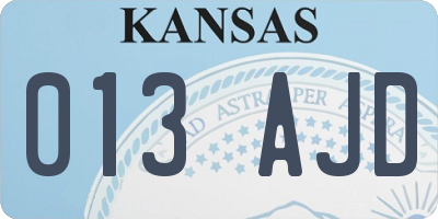 KS license plate 013AJD