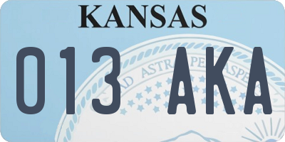 KS license plate 013AKA