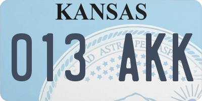 KS license plate 013AKK