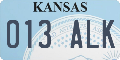 KS license plate 013ALK