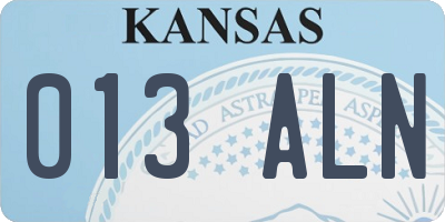 KS license plate 013ALN