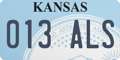 KS license plate 013ALS