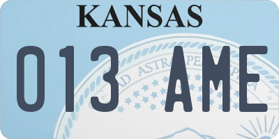 KS license plate 013AME