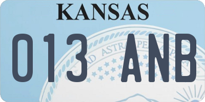 KS license plate 013ANB