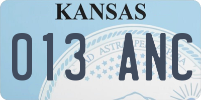 KS license plate 013ANC