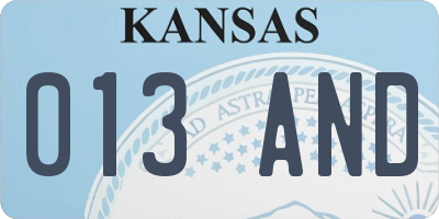 KS license plate 013AND