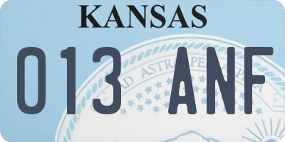 KS license plate 013ANF