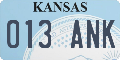 KS license plate 013ANK