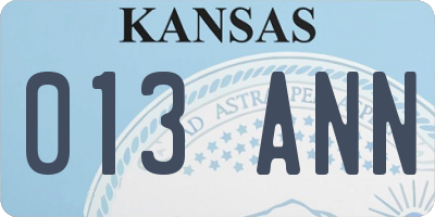 KS license plate 013ANN