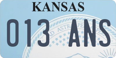 KS license plate 013ANS