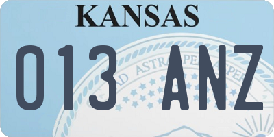 KS license plate 013ANZ
