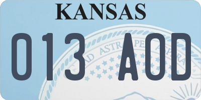 KS license plate 013AOD