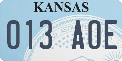 KS license plate 013AOE