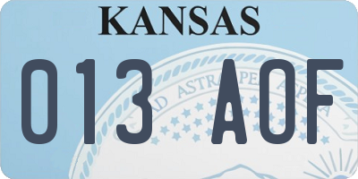 KS license plate 013AOF