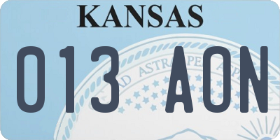 KS license plate 013AON