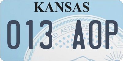 KS license plate 013AOP