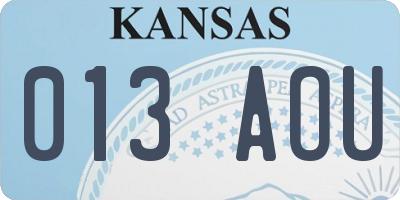 KS license plate 013AOU