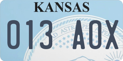 KS license plate 013AOX