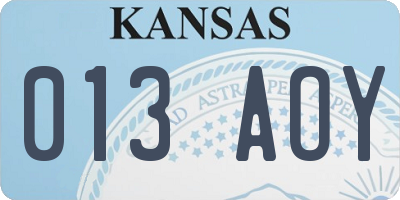KS license plate 013AOY