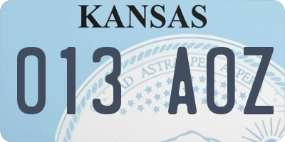 KS license plate 013AOZ