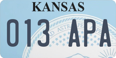 KS license plate 013APA