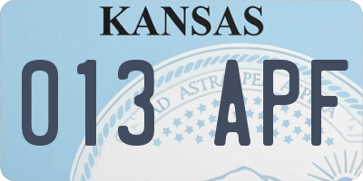 KS license plate 013APF