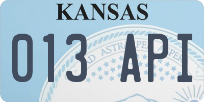 KS license plate 013API