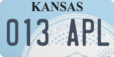 KS license plate 013APL
