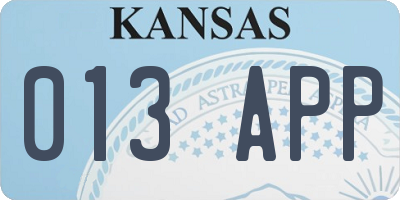 KS license plate 013APP