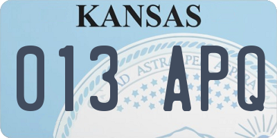 KS license plate 013APQ