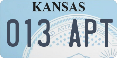 KS license plate 013APT