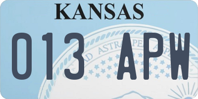 KS license plate 013APW