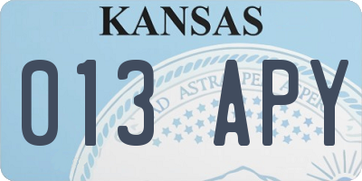 KS license plate 013APY
