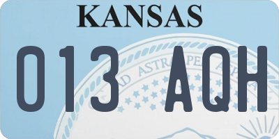 KS license plate 013AQH