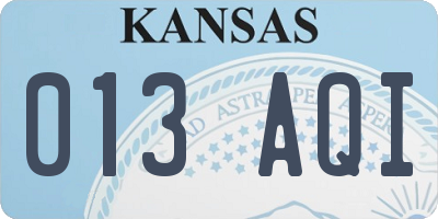 KS license plate 013AQI
