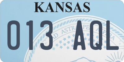 KS license plate 013AQL