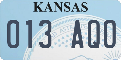 KS license plate 013AQO