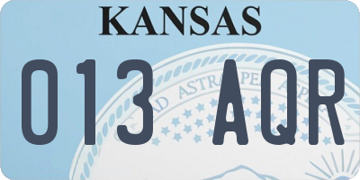 KS license plate 013AQR