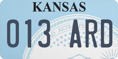 KS license plate 013ARD