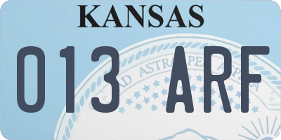 KS license plate 013ARF