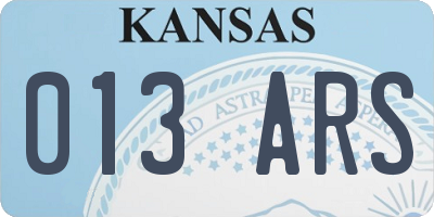 KS license plate 013ARS