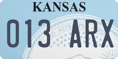 KS license plate 013ARX
