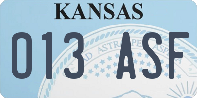 KS license plate 013ASF