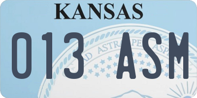 KS license plate 013ASM