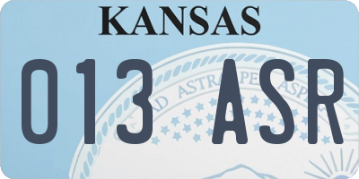 KS license plate 013ASR