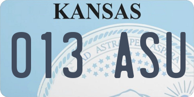 KS license plate 013ASU