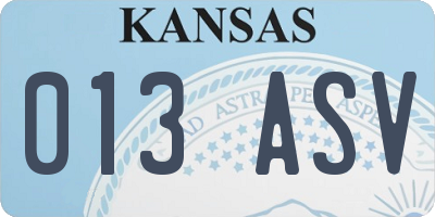 KS license plate 013ASV