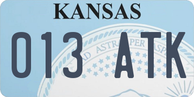 KS license plate 013ATK