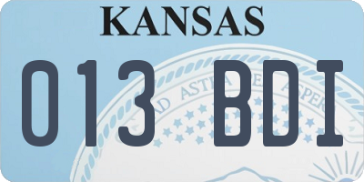 KS license plate 013BDI